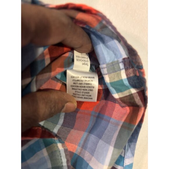 Mossimo Supply Co Mens Athletic Fit Plaid Button-Up Shirt Blue/Red Size L - Picture 11 of 13